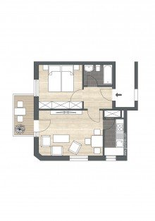 Grundrissbeispiel VERKAUFT - Investitionsobjekt oder Eigennutzung - 2-Zimmer-Wohnung mit Balkon im S�den K�lns