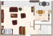 Grundrissbeispiel Komfortable Einzimmerwohnung mit gro�er K�che und Balkon zum Selbstbezug in K�ln Westhoven