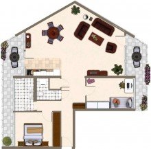 Grundrissbeispiel - K�che offen Gro�z�gige 3-Zimmerwohnung mit Parkettboden und Einbauk�che in K�ln Westhoven